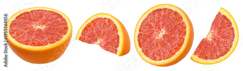 half and piece Cara Cara Orange fruit isolated, transparent PNG