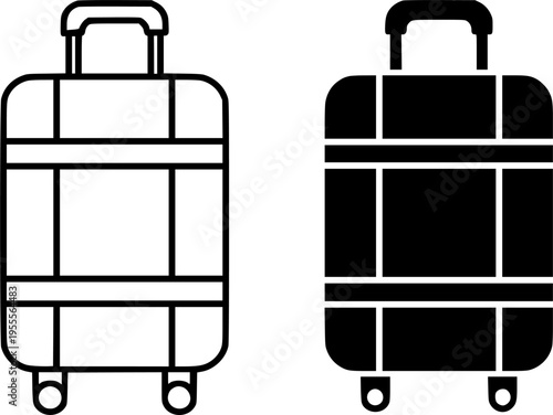 Suitcase illustration icon, outline and silhouette, for travel design
