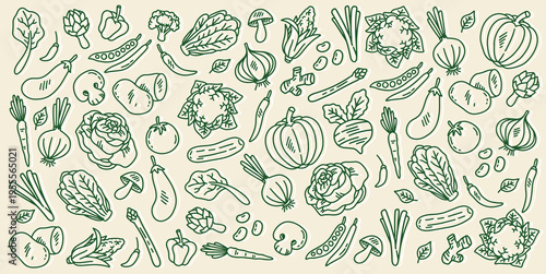 Set of hand drawn vegetables doodle vector illustration