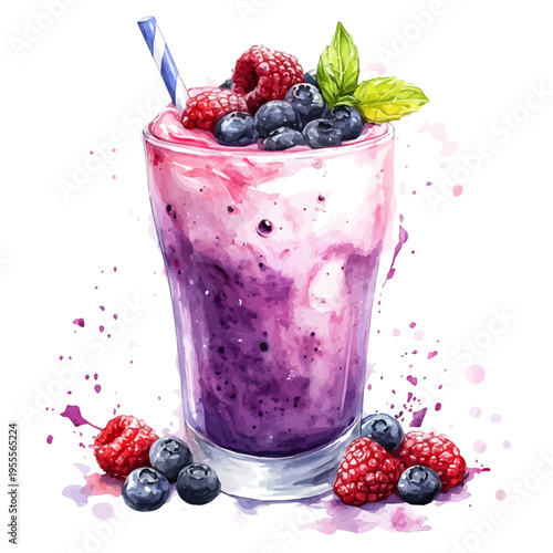 Protein Shake, fantasy semi-realistic artwork, subtle glow, watercolor textures, white background