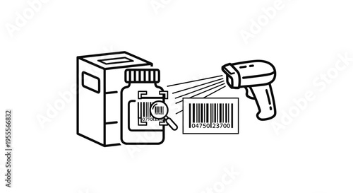 Barcode Scanning of Product Box and Bottle with Magnifying Glass Icon