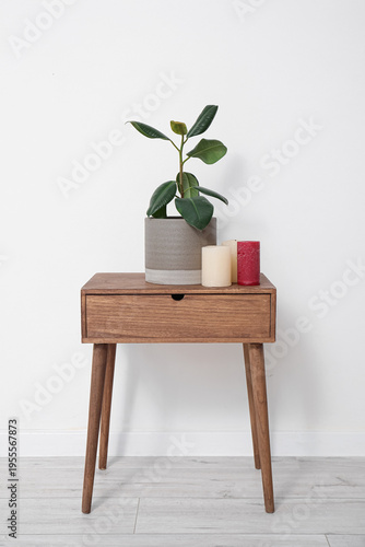 Green plant with candles on...