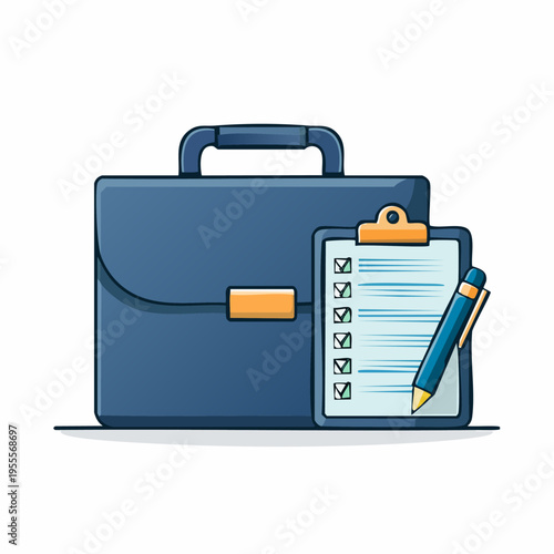 Business briefcase and checklist for work tasks.