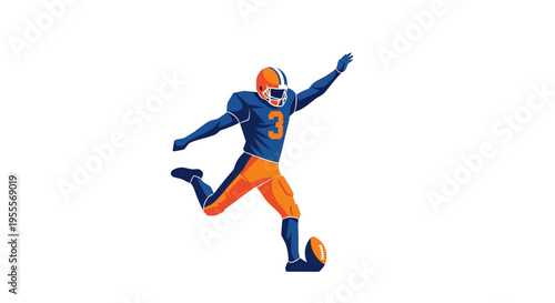 American football player kicking ball in action illustration