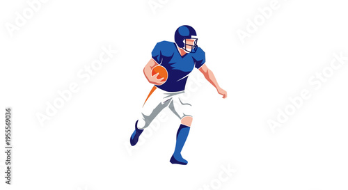 American football player running with ball in hand
