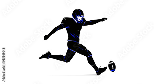 American football player kicking ball in action silhouette