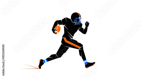 American football player running with ball in hand on field