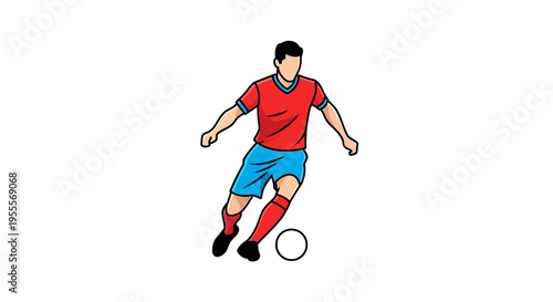 Soccer player kicking ball cartoon style illustration