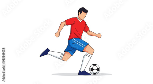 Soccer player kicking ball cartoon style illustration