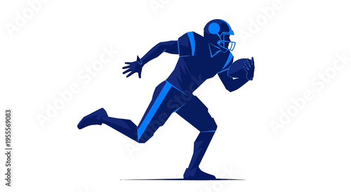 American football player running with ball in hand on white background