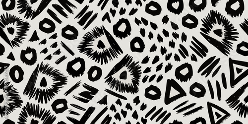 Abstract black and white pattern with organic and geometric shapes