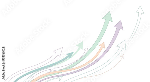 Colorful arrows pointing upwards quickly.