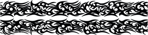 Tribal flame seamless border pattern with abstract black tattoo style ornament decorative horizontal band vector design
