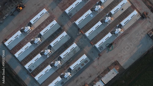 Aerial view of renewable energy battery storage system
