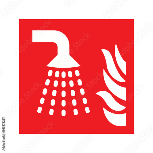 Emergency Safety Shower Fire Sign Icon