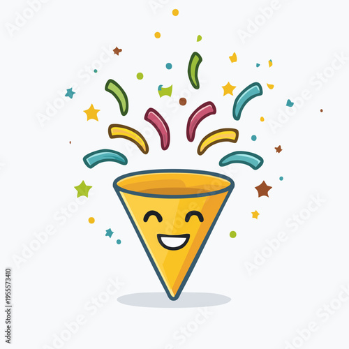 Confetti Celebration - Joyful Party Popper with Colorful Streamers.