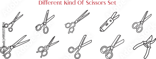 A set of different types of scissors