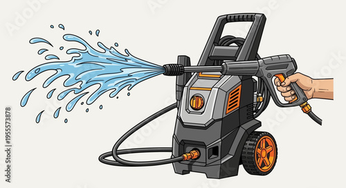 Portable pressure washer unit with hose spray and splash effect