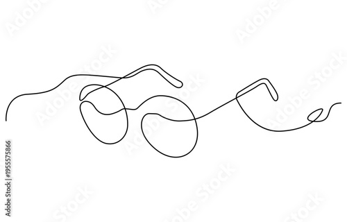 Glasses symbol, continuous line drawing vector. One continuous line eyeglasses icon vector. Continuous one line drawing of eyeglasses or sunglasses.