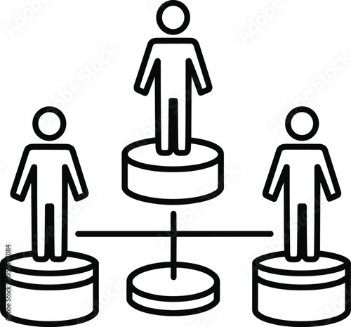 Professional Leadership Hierarchy Icon Representing Team Structure Corporate Management Organization Business Success Authority Management Levels and Human Resources Development Connection Graphic