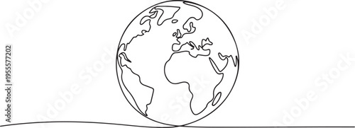 Continuous Earth line drawing stock vector illustration isolated. one line Icon drawing