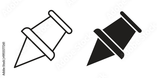 Thumbtack icon linear symbol. Vector Designs.