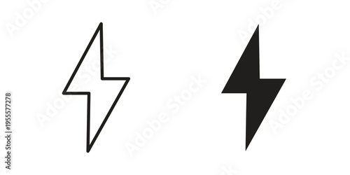 Thunder bolt icon linear symbol. Vector Designs.