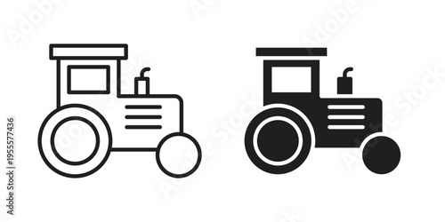 Tractor icon linear symbol. Vector Designs.
