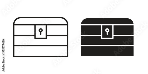 Treasure chest icon linear symbol. Vector Designs.