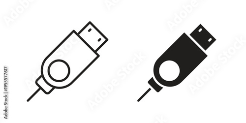 USB cable icon linear symbol. Vector Designs.