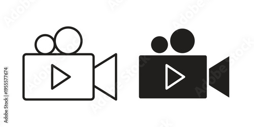 Video camera icon linear symbol. Vector Designs.