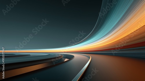 Minimal motion banner with copy space, luminous curves and deep gradient backdrop