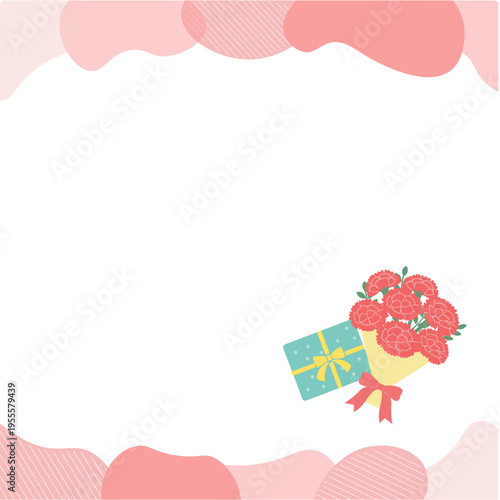 母の日バナーイラスト　カーネーションのイラスト　カーネーションの輪　ロゴ　シンプルでかわいいイラスト