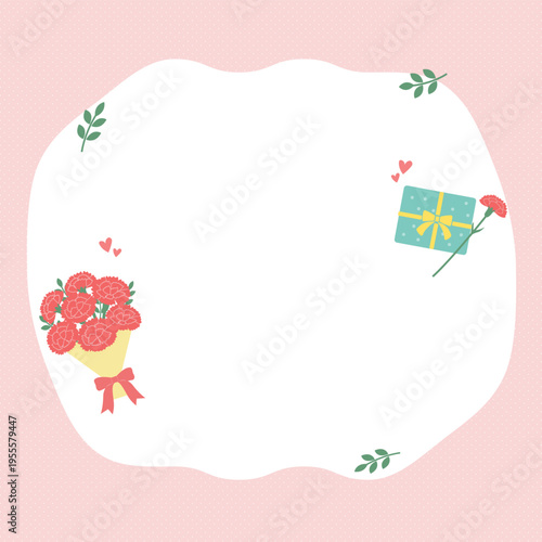 母の日バナーイラスト　カーネーションのイラスト　カーネーションの輪　ロゴ　シンプルでかわいいイラスト