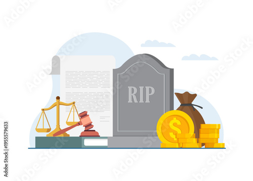 Inheritance tax and wealth distribution concept stock illustration.