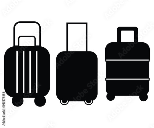 Simple vector illustration of travel suitcases and luggage bags isolated on white background representing journey and tourism concept