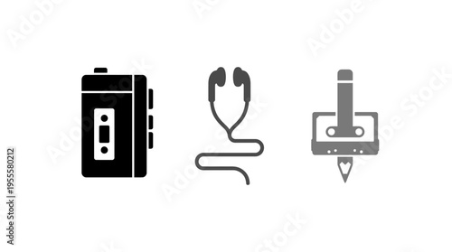 Retro audio and music player icons