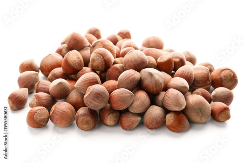 Heap of whole hazelnuts in ...