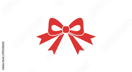 A vibrant red bow illustration on a pure white background for various design applications