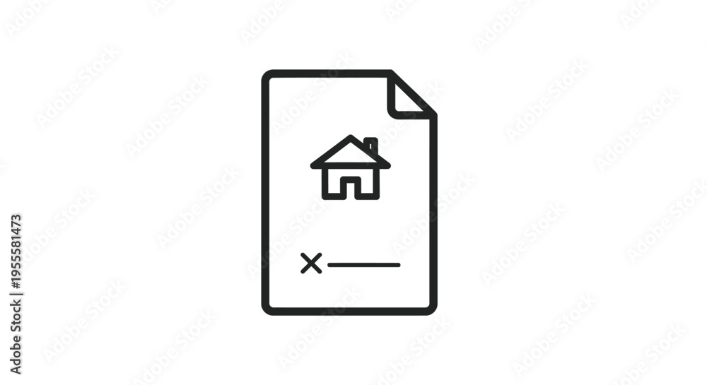 Obraz premium Home document agreement icon, housing contract, property illustration on a white background