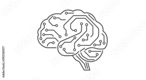 A conceptual depiction of a brain integrated with circuit board technology  no commas or special