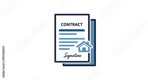 Real estate contract illustration showing signing process for new property purchase agreement