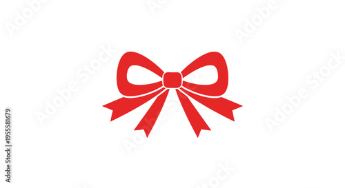 Red decorative ribbon bow illustration isolated on white background, symbol of gift giving