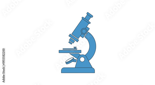Illustration of a scientific blue microscope on a white background for educational use