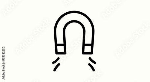 Minimalist graphic of a magnet attracting abstract energy lines in simple illustration