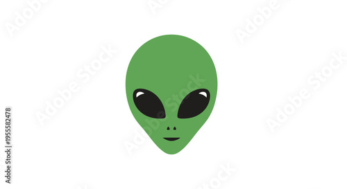 Green Alien Head Illustration Isolated on White Background for Space and Sci-Fi Concepts