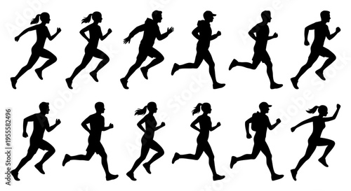 走っているシルエット