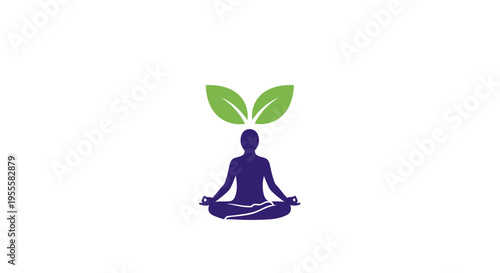 Zen-like meditation illustration with leaves promoting tranquility and mental well-being