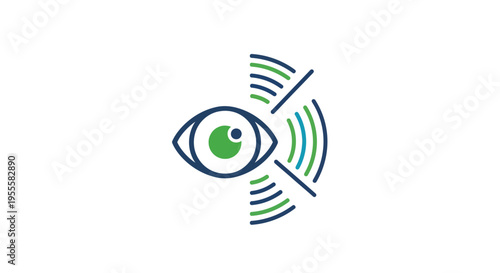 Abstract Eye Icon Depicting Vision and Perception with Waveform Design Elements
