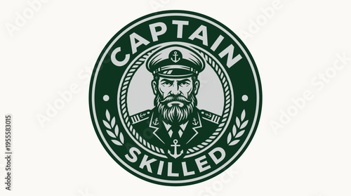 Captain Skilled Logo - A Detailed Illustration of a Maritime Captain.